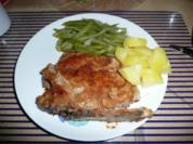 Kotelett , Bohnengemüse & Salzkartoffel - Rezept