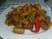 Nudel-Bratwurst-Pfanne mit Asia-Gemüse - Rezept