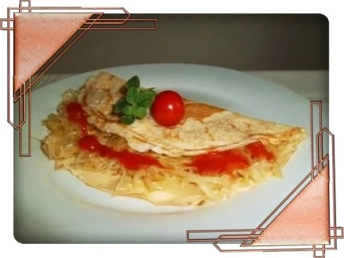 Crêpes mit Sauerkraut und Ketchup - Rezept