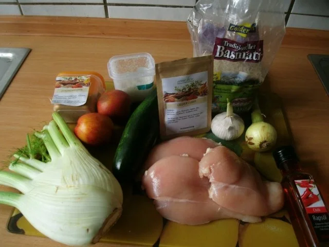 Curryhähnchenstreifen mit Nektarinen und Fenchel - Rezept - Bild Nr. 2