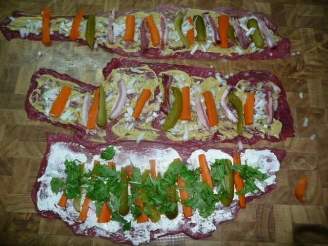 Rezept: Rouladen gefüllt klassisch oder Frischkäse-Rucola !! Rouladen gefüllt klassisch oder Frischkäse-Rucola !! - Rezept