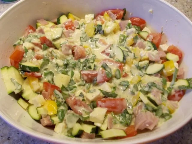 Zucchini-Paprika-Tomaten-Auflauf mit Schafskäse und Schinken - Rezept - Bild Nr. 7