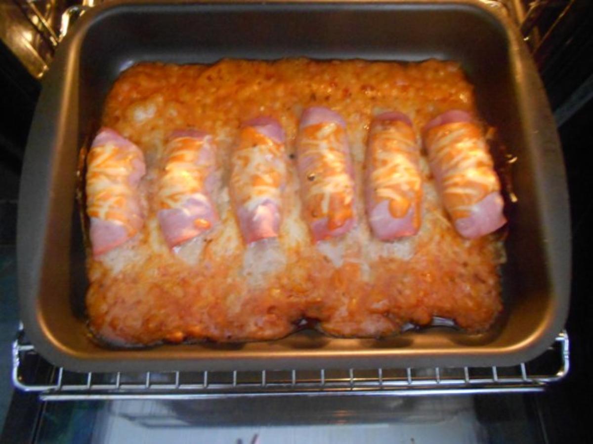 Überbackene Schinkenröllchen - einfach - 197 kcal/100g