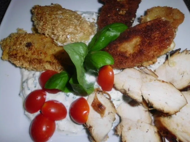 Käse paniert in Sesam,  Hähnchenbrustfilet, Zaziki, Schafskäse und co. - Rezept - Bild Nr. 15