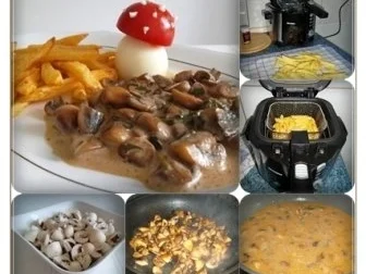 Champignonrahmsauce mit Pommes frites  und einem „Pilzei“ dazu - Rezept - Bild Nr. 11