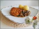 Putenschnitzel mit Champignonsauce und Kartoffelklöße dazu - Rezept