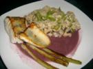 Zander auf Lauchrisotto mit Rotwein-Butter-Soße - Rezept