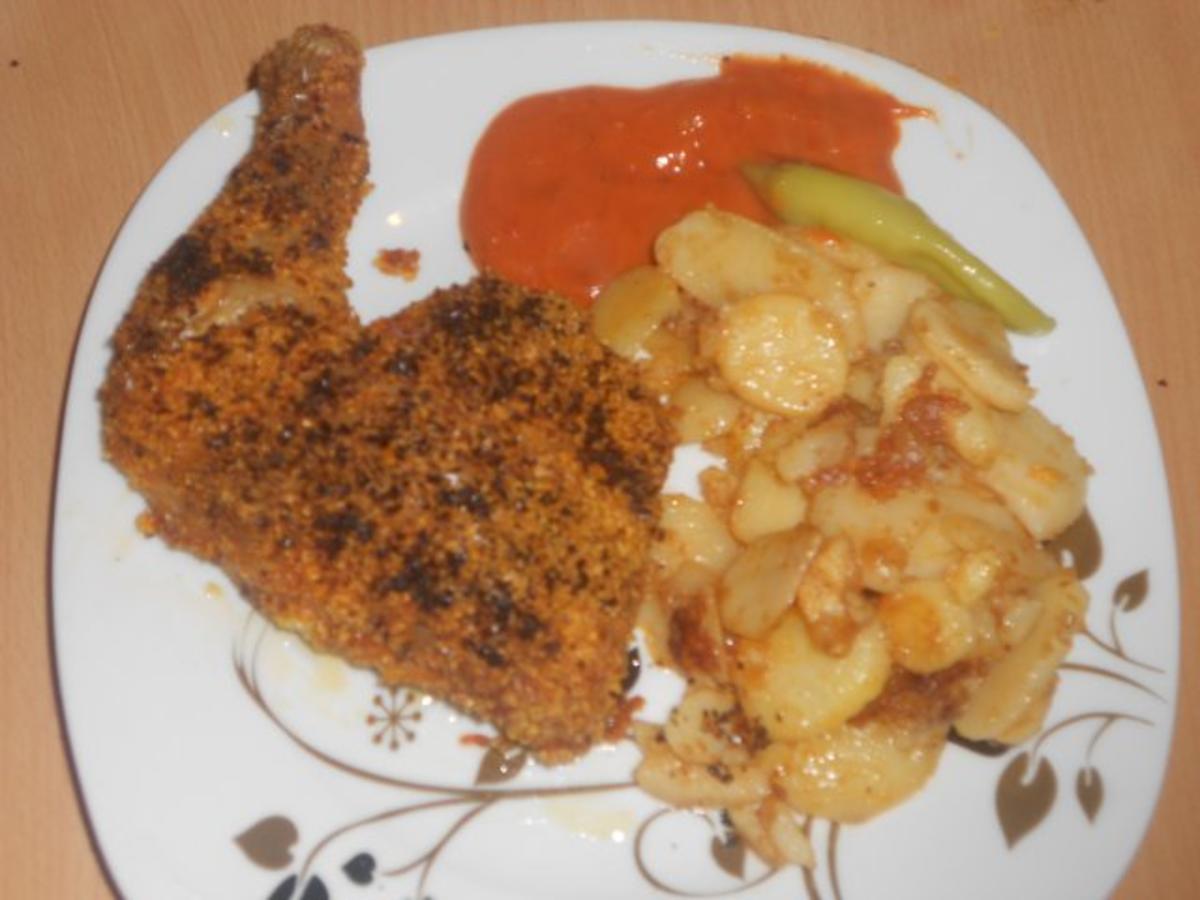 Hähnchenschenkel in Chilipanade - Rezept