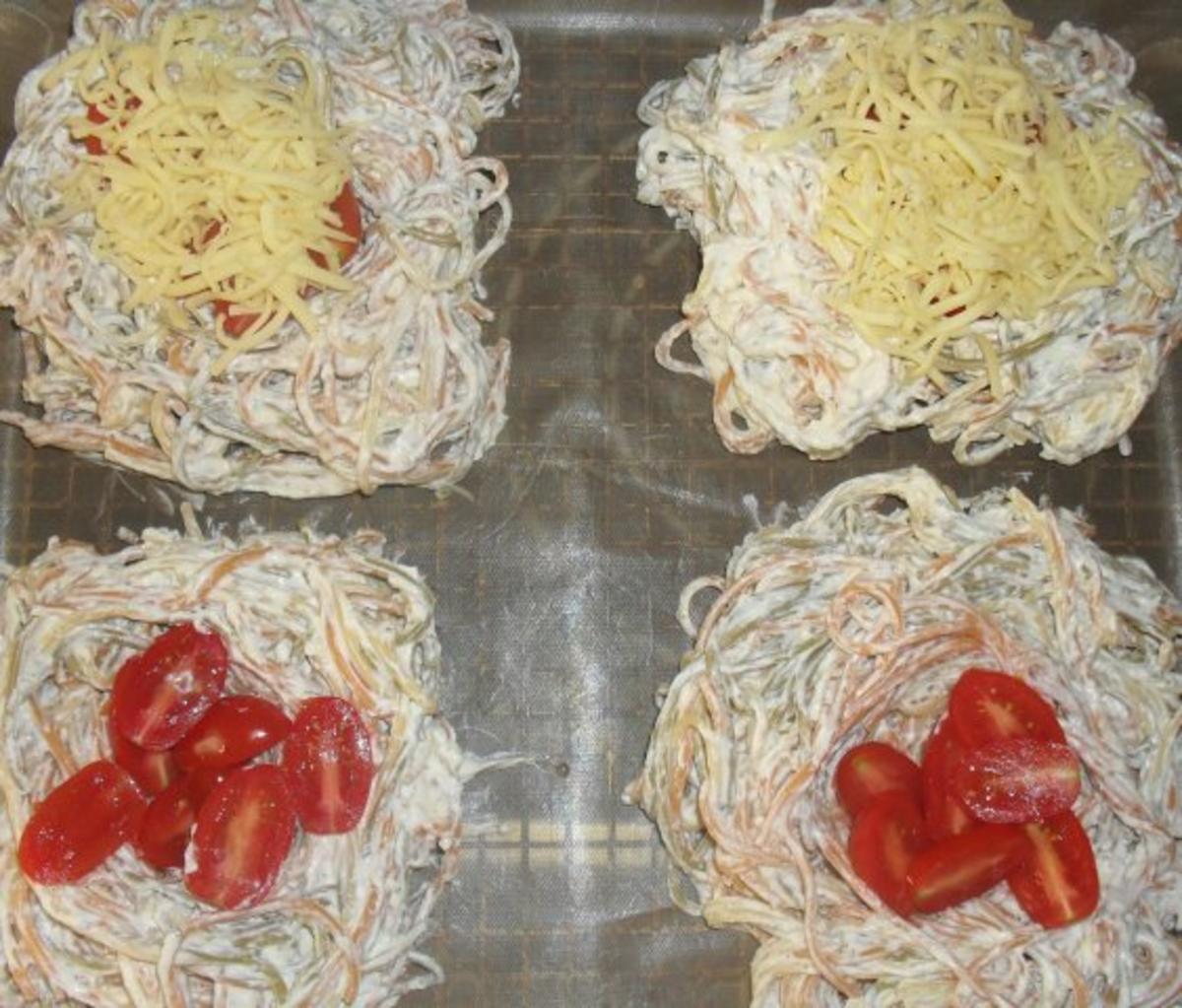 Rezept: Überbackene Nudelnester Bild Nr. 2 Überbackene Nudelnester - Rezept - Bild Nr. 2
