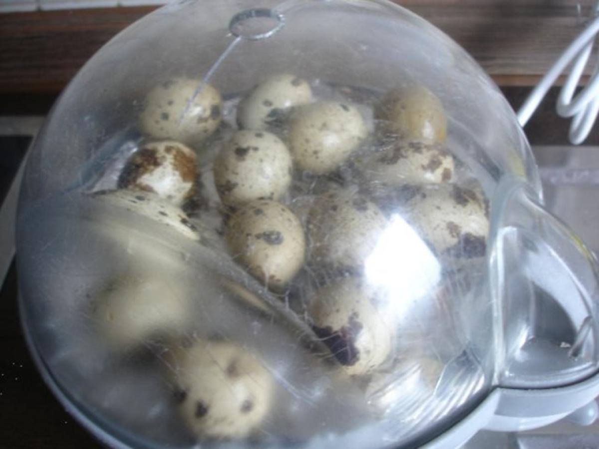 Gekochte Wachteleier mit Senfsauce und Kartoffelpüree mit Erbsen - Rezept - Bild Nr. 4