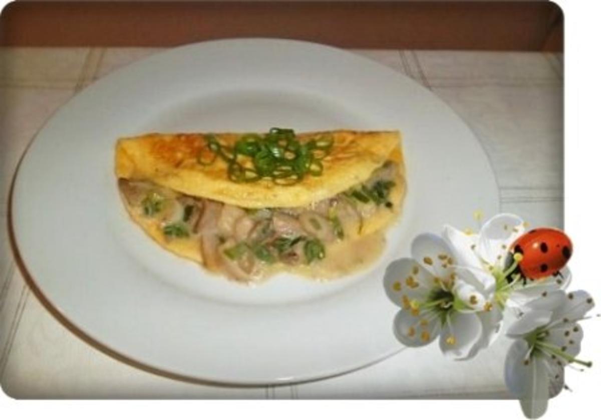 Omelett mit Austernpilze in Sahnesauce - Rezept - kochbar.de