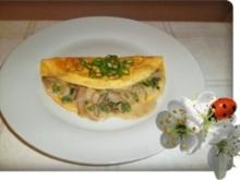 Omelett mit Austernpilze in Sahnesauce - Rezept