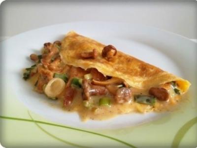 Rezept: Gefülltes Omelett mit Pfifferlingen Gefülltes Omelett mit Pfifferlingen - Rezept