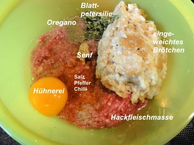 Fleisch:   HACKBÄLLCHEN  (pikant)  zu Prinzeßböhnchen - Rezept - Bild Nr. 2