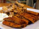 Pommes Frites von der Süßkartoffel, Hähnchengeschnetzeltes und Tzatziki - Rezept