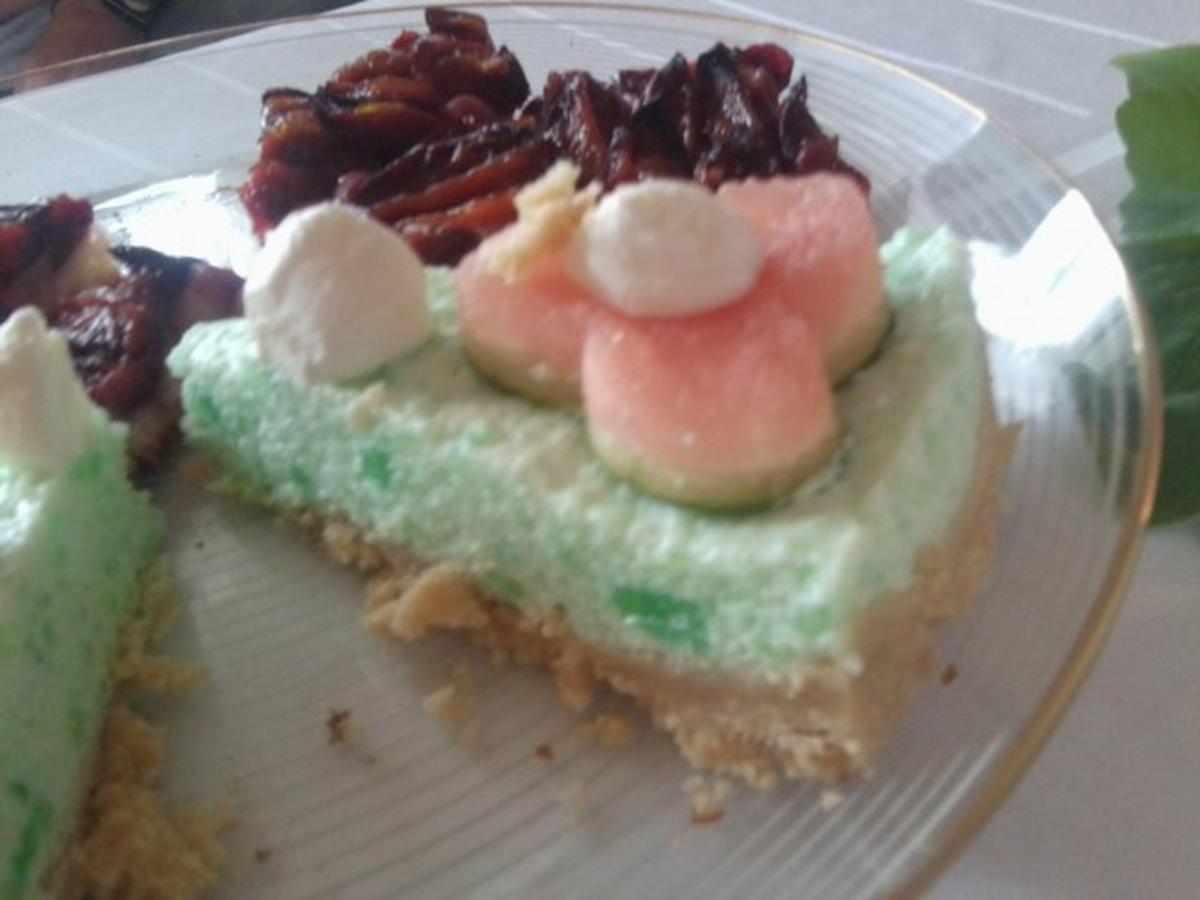 Waldmeister- Frischkäsetorte mit Melonendeko - Rezept Eingereicht von
xxsinaxx