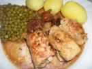 Kräuterhähnchenfiletrolle in Pfifferlingsoße - Rezept