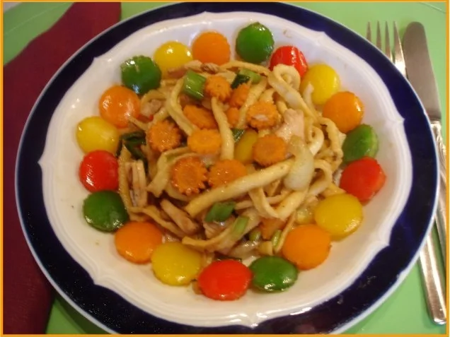 Gemüse-Eiernudel-Wok - Rezept