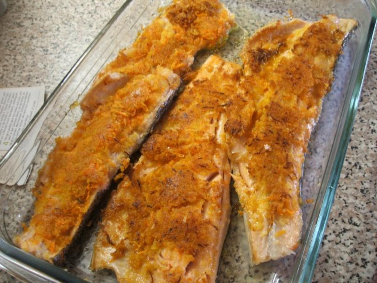 Fisch: Lachsforelle mit Karottenkruste auf Mischgemüse - Rezept - Bild Nr. 8