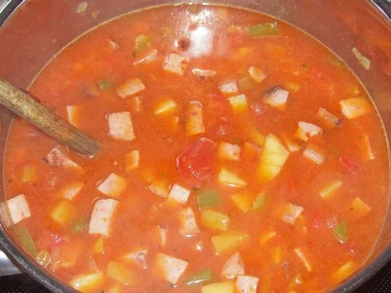 Deftiger Paprika-Rahm-Topf mit gebratenem Leberkäse - Rezept - Bild Nr. 8