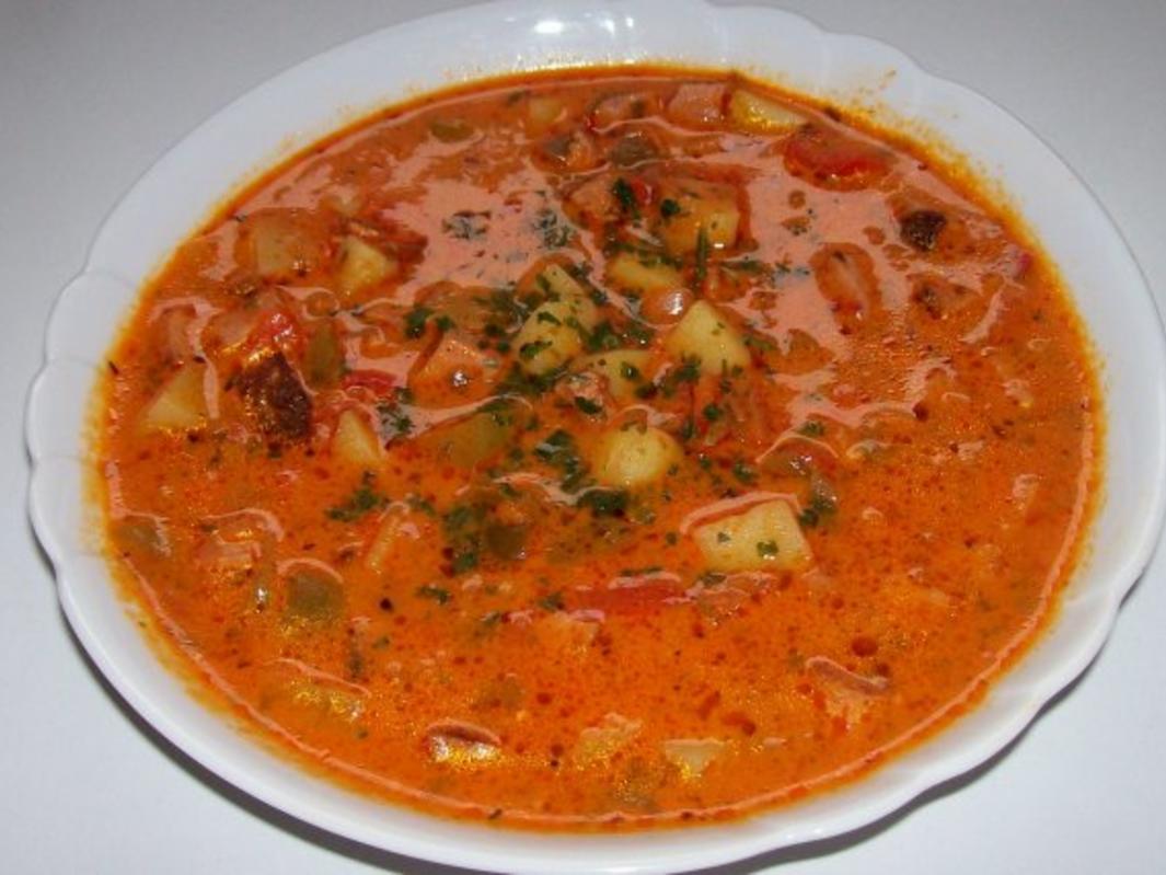 Deftiger Paprika-Rahm-Topf mit gebratenem Leberkäse - Rezept - kochbar.de Deftiger Paprika-Rahm-Topf mit gebratenem Leberkäse - Rezept - kochbar.de