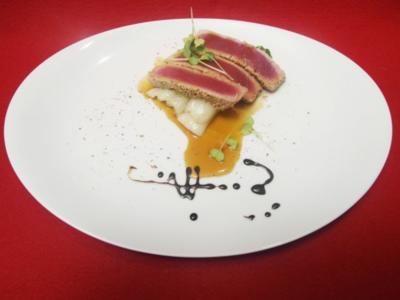 Rezept: Thunfisch-Sashimi mit Teriyaki-Soße Thunfisch-Sashimi mit Teriyaki-Soße - Rezept