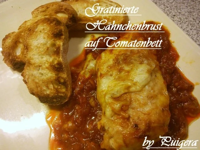 Rezept: Gratinierte Hähnchenbrust auf Tomatenbett Bild Nr. 8 Gratinierte Hähnchenbrust auf Tomatenbett - Rezept - Bild Nr. 8