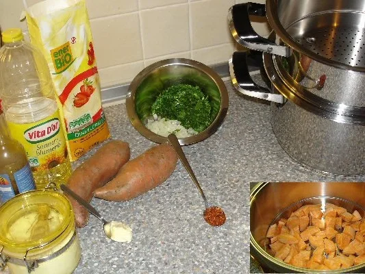 Rezept: Süßkartoffelküchlein Bild Nr. 2 Süßkartoffelküchlein - Rezept - Bild Nr. 2