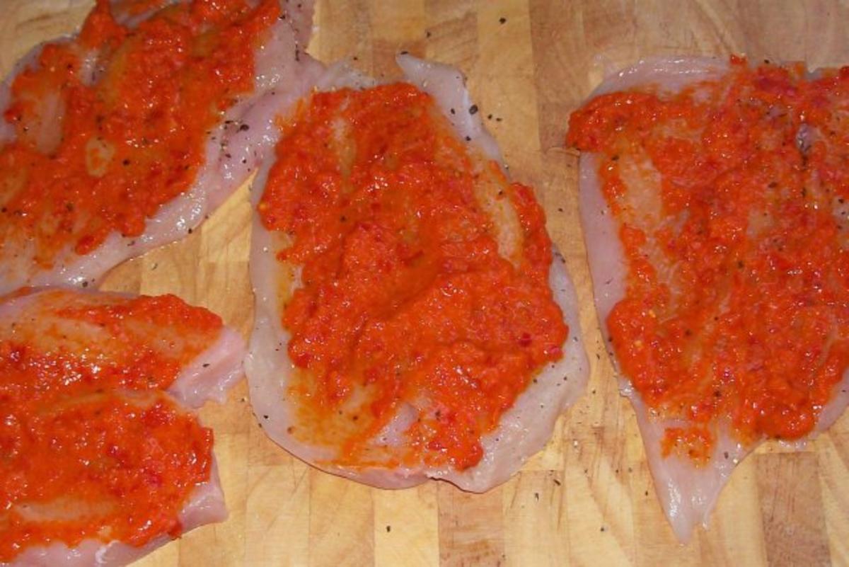 Würzige Hähnchenbrustfilets mit Chorizo-Füllung und grünen Bohnen - Rezept - Bild Nr. 3