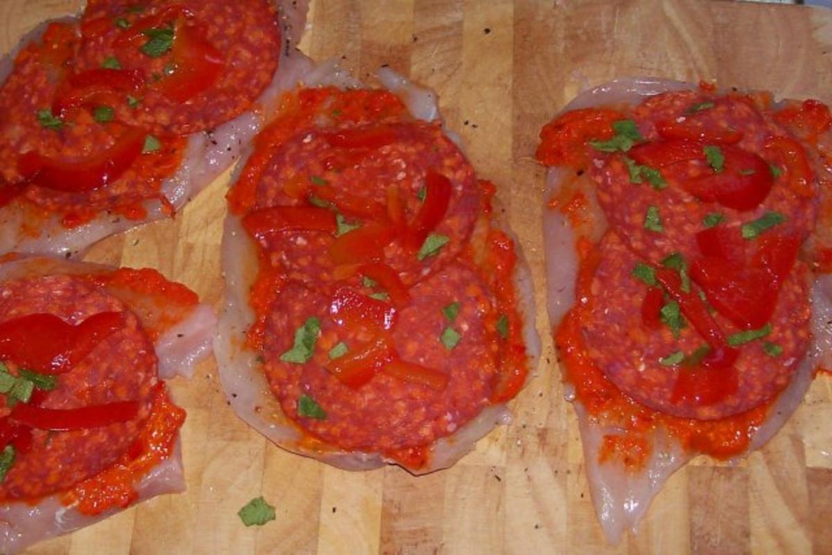 Würzige Hähnchenbrustfilets mit Chorizo-Füllung und grünen Bohnen - Rezept - Bild Nr. 5