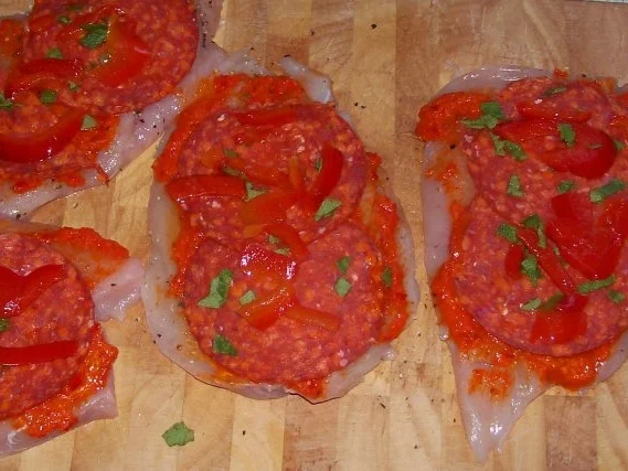 Rezept: Würzige Hähnchenbrustfilets mit Chorizo-Füllung und grünen Bohnen Bild Nr. 5 Würzige Hähnchenbrustfilets mit Chorizo-Füllung und grünen Bohnen - Rezept - Bild Nr. 5