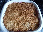 Rezept: Dessert : Fifty Fifty +++ Pflaumen / Apfel - Crumbel mit Vanilleeis Dessert : Fifty Fifty +++ Pflaumen / Apfel - Crumbel mit Vanilleeis - Rezept