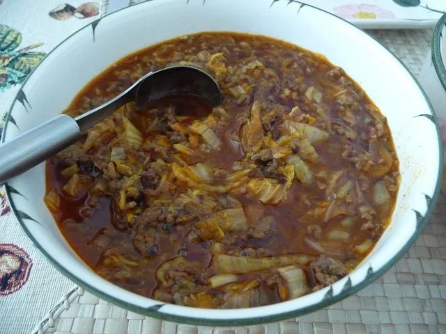 Rezept: Hackfleisch : Krautpfanne - Kalbshackfleisch mit Chinakohl Bild Nr. 10 Hackfleisch : Krautpfanne - Kalbshackfleisch mit Chinakohl - Rezept - Bild Nr. 10