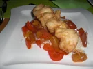Hähnchen Spieß mit Paprika - Ananas Soße (süß/sauer) - Rezept
