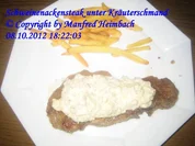 Fleisch – feuriges Schweinenackensteak unter einer Kräuterschmandhaube - Rezept
