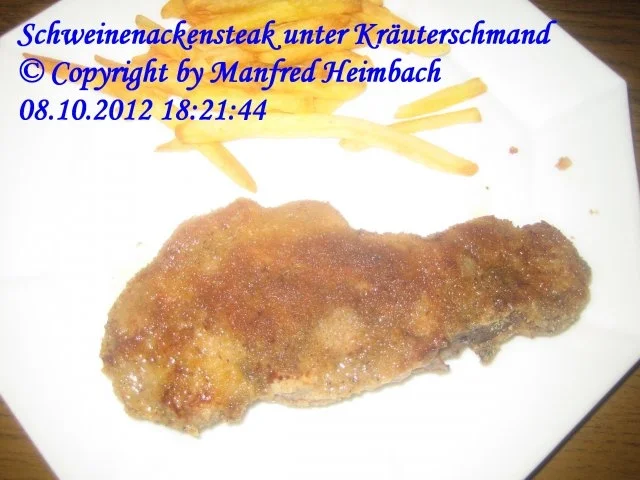 Fleisch – feuriges Schweinenackensteak unter einer Kräuterschmandhaube - Rezept - Bild Nr. 2
