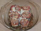 Hauptgericht: Aubergine / Melanzane mit Blutwurst, überbacken. - Rezept