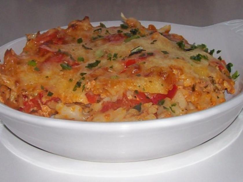 Gemüse-Nudel-Gratin mit Thunfisch und Zitronen-Frischkäse-Soße - Rezept ...