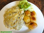 Fisch:   SEELACHS mit Seitling-Käse-Kruste - Rezept