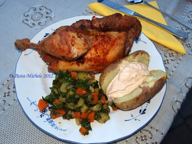 Brathähnchen am Spieß auf italienische Art   (Pollo alla spiedo) - Rezept