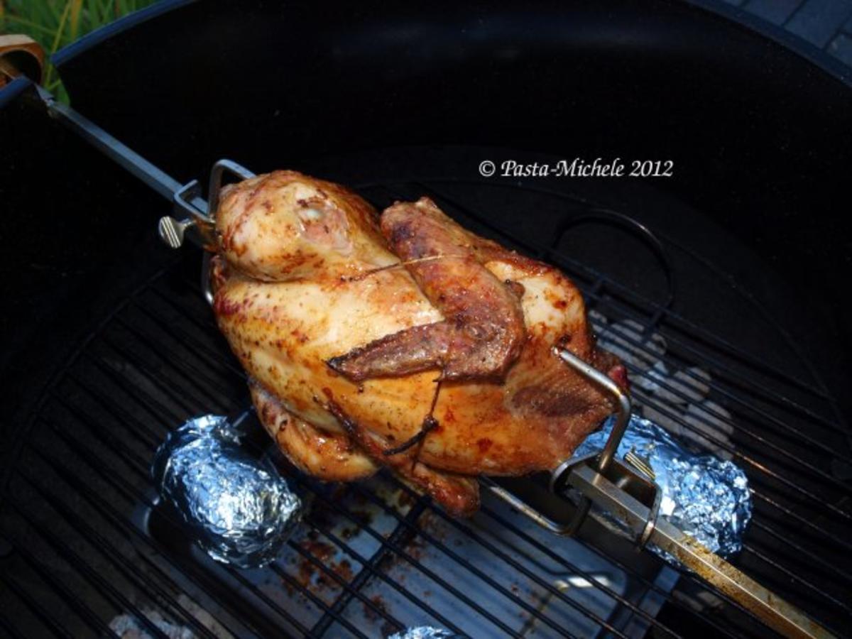 Brathähnchen am Spieß auf italienische Art Pollo alla spiedo - einfach ...