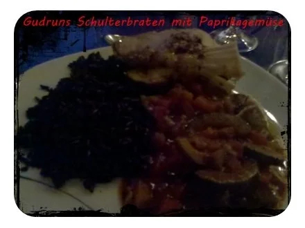 Fleisch: Schulterrollbraten mit Paprika-Zucchini-Gemüse mit thailändischen Klebreis - Rezept