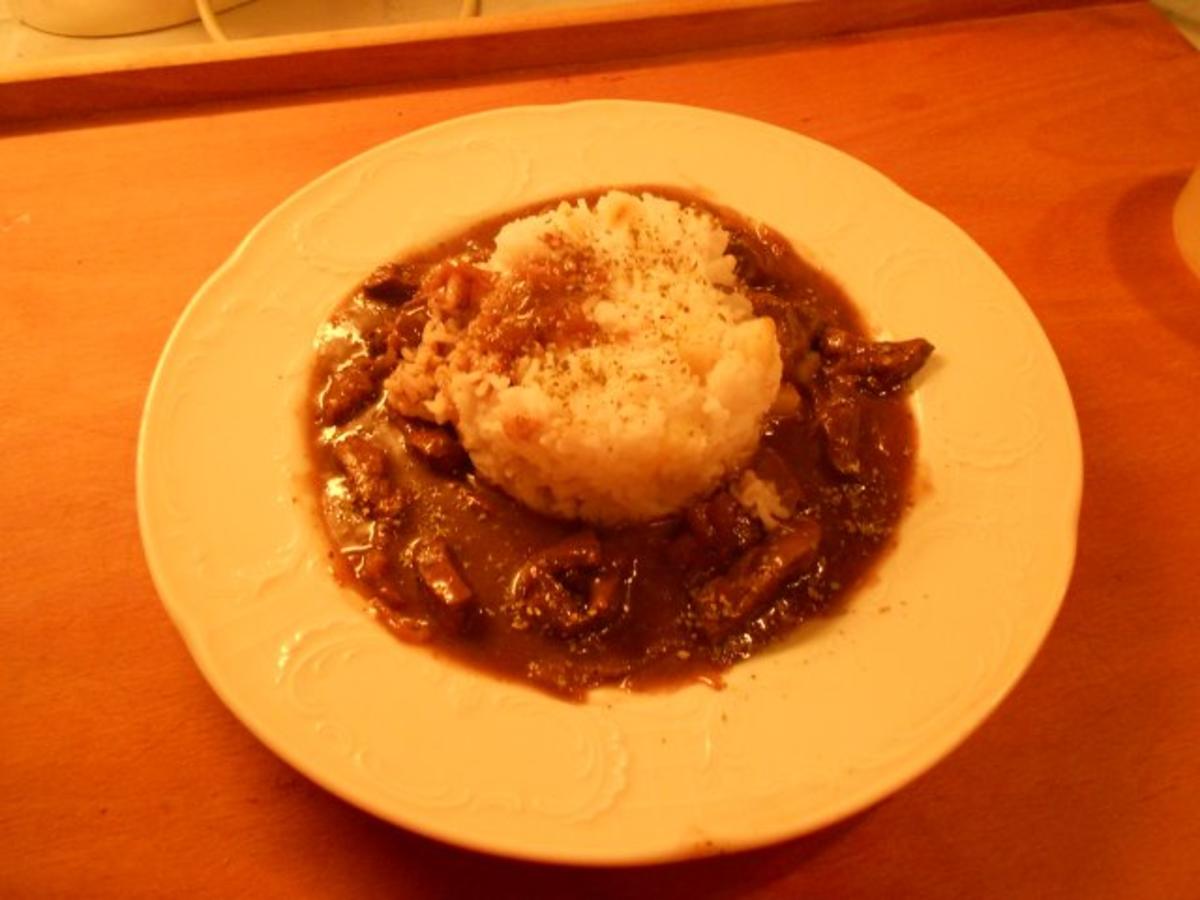 Geröstete Leber mit Birnenreis - Rezept