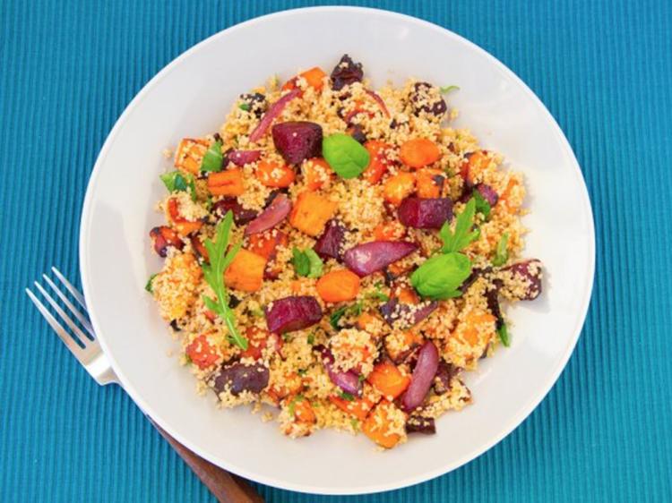 Couscous mit Kürbis, Rote Bete und Süsskartoffel - einfach - 399 kcal/100g