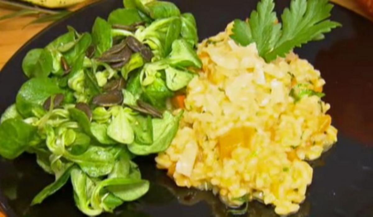 Bilder für Hauptspeise: Kürbisrisotto mit Feldsalat - Rezept