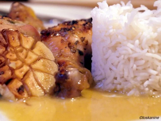 Cidre-Hähnchen mit karamellisierten Äpfeln - Rezept