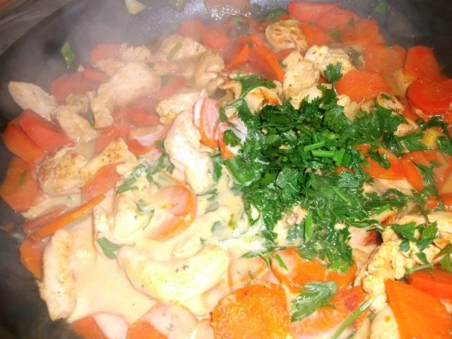 Rezept: Hähnchen mit Möhren in Sahnesoße Bild Nr. 9 Hähnchen mit Möhren in Sahnesoße - Rezept - Bild Nr. 9