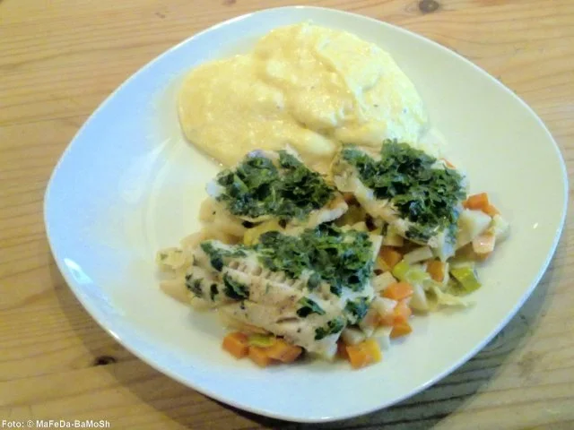 Rezept: Gedünsteter Seelachs Gedünsteter Seelachs - Rezept