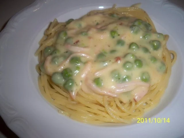 spaghetti an erbsen-kassler-rahm - Rezept - Bild Nr. 4