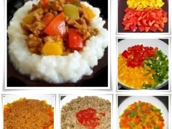 Raffinierte bunte Paprikapfanne  mit Hackfleisch und Reis dazu - Rezept - Bild Nr. 16